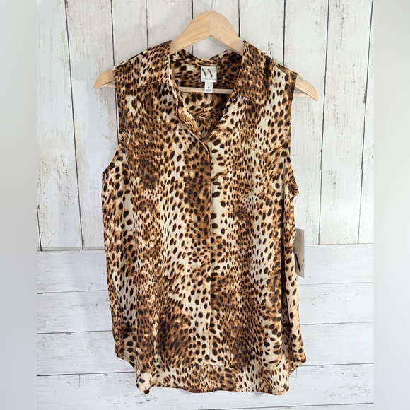 New leopard print sleeveless tank top Worthington flowy loose fit Blouse Sz M - Picture 3 of 11